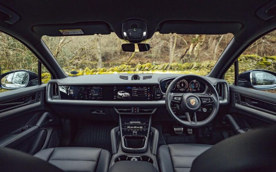 The Cayenne's black and grey interior is 'beautifully finished'