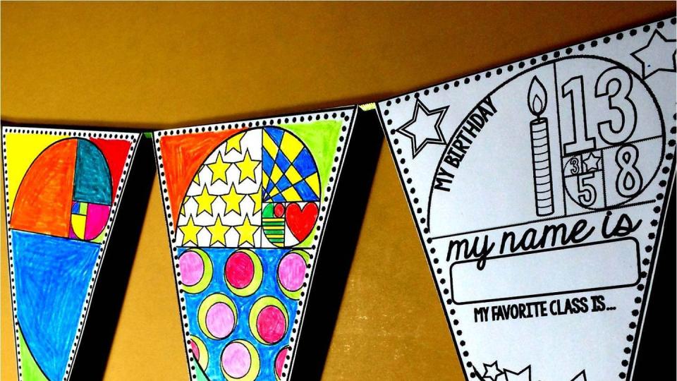 back to school activities pennants colored in with markers