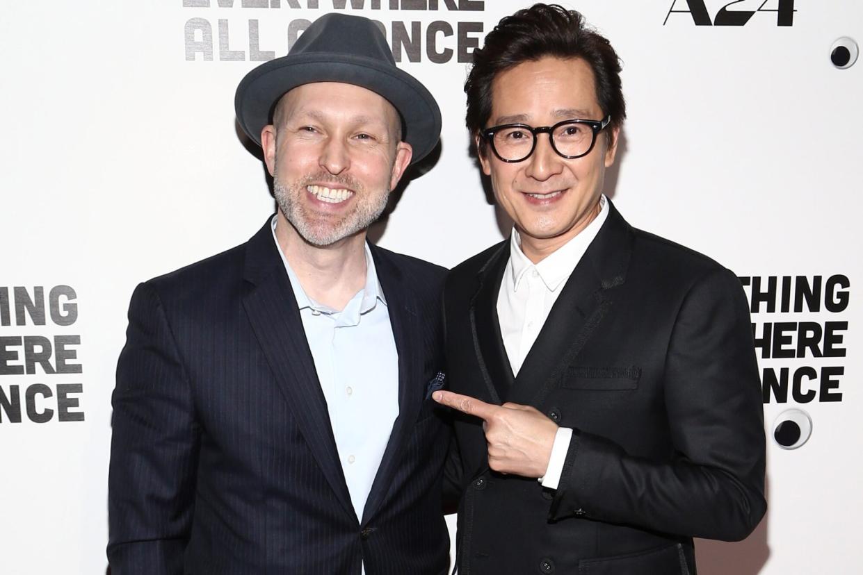 LOS ANGELES, CALIFORNIA - MARCH 23: Jeff Cohen and Ke Huy Quan attend the premiere of A24's "Everything Everywhere All At Once" at The Theatre at Ace Hotel on March 23, 2022 in Los Angeles, California. (Photo by Tommaso Boddi/WireImage)