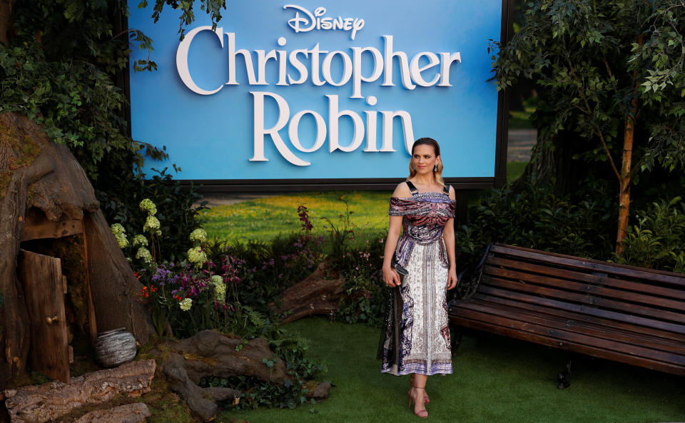Actor Hayley Atwell, who plays Evelyn Robin, attends the European premiere of “Christopher Robin” in central London, Britain, August 5, 2018. REUTERS/Peter Nicholls