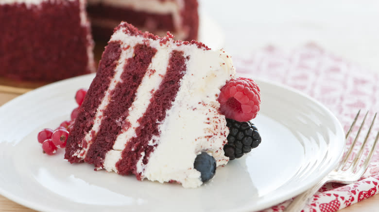 Slice of red velvet cake