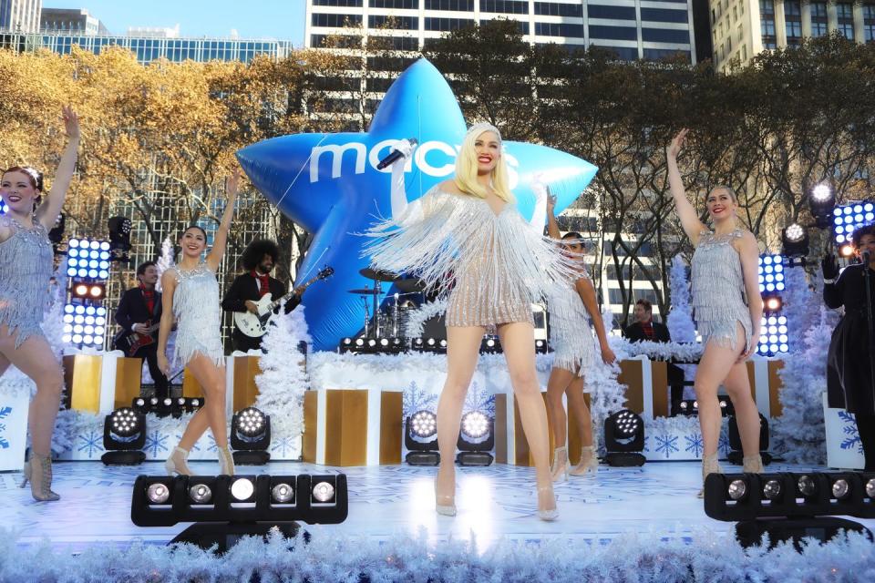 <p>Gwen Stefani's 2017 performance lasted <em>way</em> longer than anyone else's, because she pre-taped her performance — and, instead of singing atop a float, she stood on the Bryant Park Ice Skating Rink. While fun, the new format definitely threw off the usual feel of the parade. "Gwen Stefani is smart. She'll make her escape from Bryant Park and be home before Thanksgiving starts," one Twitter user <a href="https://twitter.com/BostonScientist/status/933718975430742016" rel="nofollow noopener" target="_blank" data-ylk="slk:joked" class="link ">joked</a>. </p>