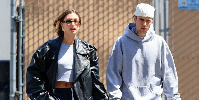 Hailey Bieber Pairs an Oversized Leather Blazer with a Tiny Skirt for Date  Night with Justin