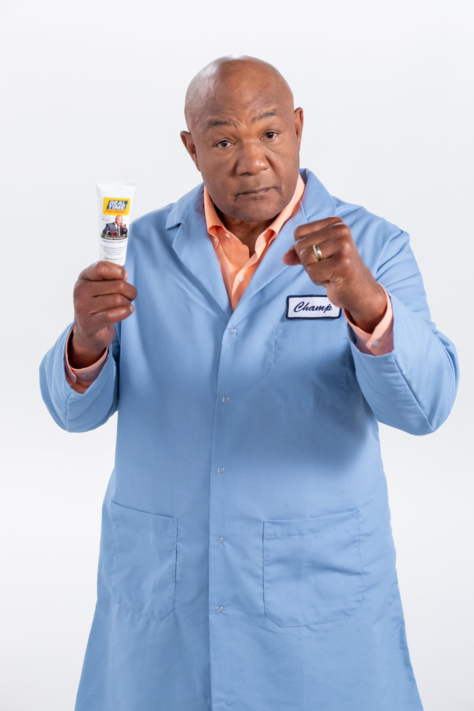 No one knows more than boxer George Foreman that a good celebrity product can change the trajectory of one's fame. He did it with the Foreman Grill and now he's hoping lightning strikes twice with his "<a href="https://rtpr.com/george-foreman-knockout-formula" target="_blank" rel="noopener noreferrer">knockout formula</a>," which is designed to stop pain. As Foreman took his promo shot in a lab coat, it's practically a given that any claims made to the product's effectiveness are completely accurate without any hyperbole at all.