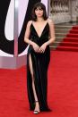 <p>Ana de Armas wore a silky black Louis Vuitton dress with embellished straps, a look that nodded to the <a href="https://www.harpersbazaar.com/uk/fashion/fashion-news/a37771489/no-time-to-die-on-set-ana-de-armas/" rel="nofollow noopener" target="_blank" data-ylk="slk:simple black gown she wears in the film;elm:context_link;itc:0;sec:content-canvas" class="link ">simple black gown she wears in the film</a>. </p>