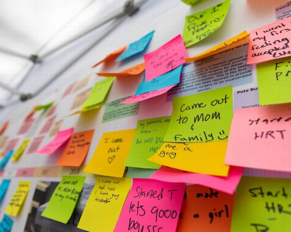 A sticky note wall at the Laguna Lake Pride Festival in 2022. Courtesy of the Gala Pride and Diversity Center