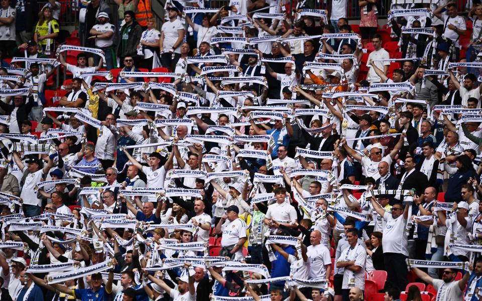 Leeds United fans inside the stadium before the match