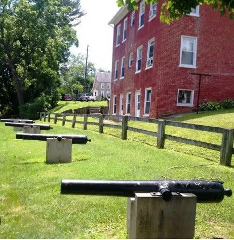 These cannons at Hanover Junction originally were positioned near the Soldiers & Sailors Monument in Penn Park. They were moved to Hanover Junction after its renovated train station became a popular site along the rail trail.