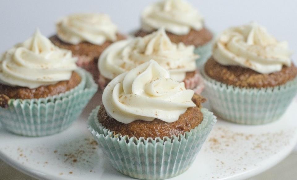 <p>Maria's Mixing Bowl</p><p>Tender, soft perfectly spiced cupcakes topped off with a fluffy cream cheese frosting.</p><p><strong>Get the recipe: <a href="https://mariasmixingbowl.com/carrot-cake-with-cream-cheesefrosting/" rel="nofollow noopener" target="_blank" data-ylk="slk:Carrot Cake Cupcakes;elm:context_link;itc:0;sec:content-canvas" class="link ">Carrot Cake Cupcakes</a></strong></p>