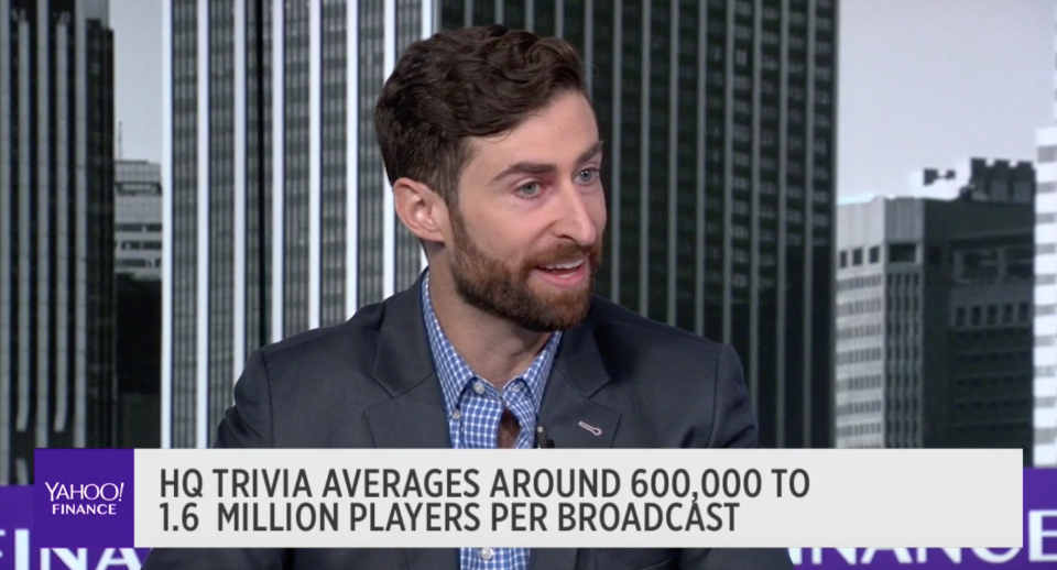 Scott Rogowsky spoke about his pre-HQ career on Midday Movers. (screenshot/Yahoo Finance)