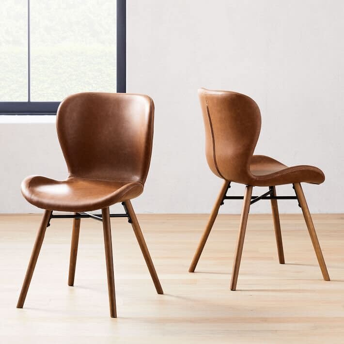 West Elm Uma Faux Leather Dining Chair in Brown