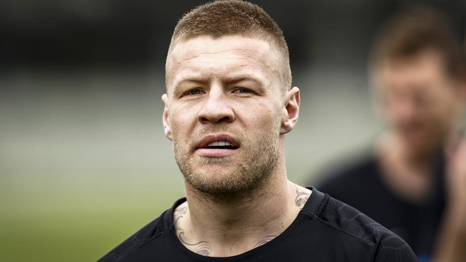 Jordan De Goey is pictured at a Collingwood training session.