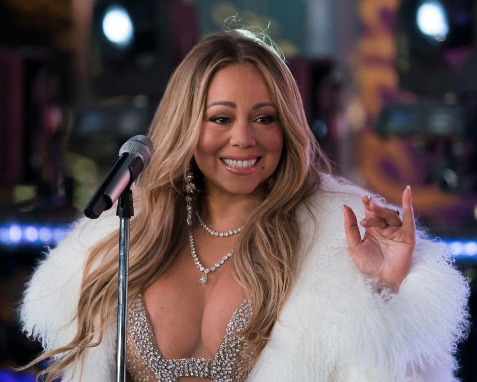 Mariah Carey during the New Year’s Eve celebration in Times Square on Dec. 31, 2017. (Photo: Don Emmert/AFP/Getty Images)