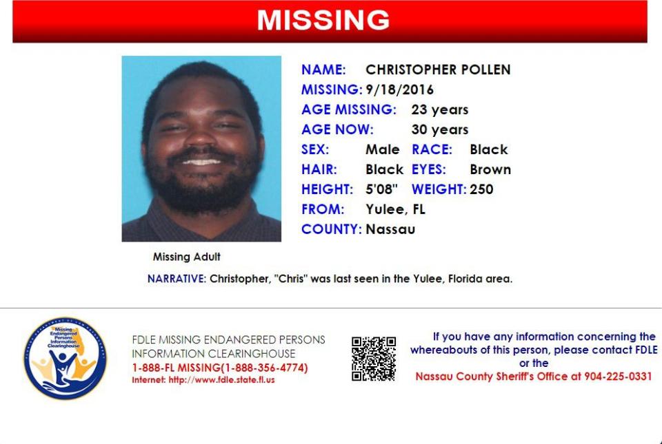 Christopher Pollen was reported missing from Yulee on Sept. 18, 2016.
