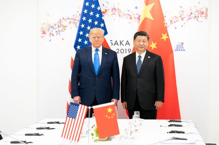 President Donald Trump (left) and President Xi Jingping (right) at the G20 conference in Japan.