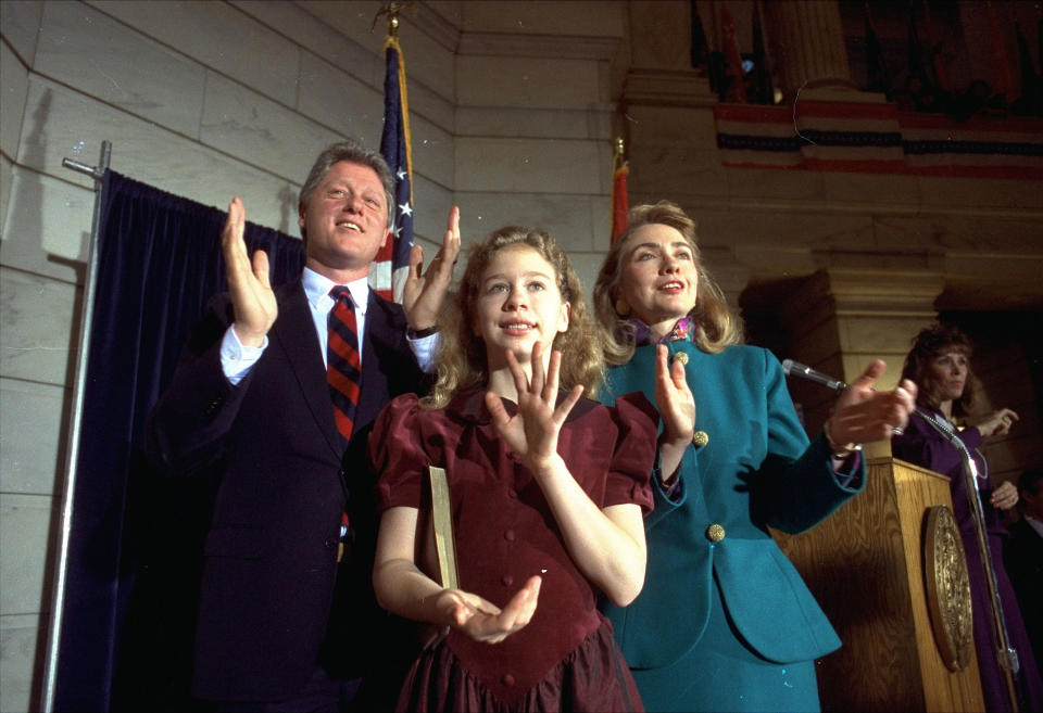 Chelsea in Little Rock on Sept. 20, 1991, celebrating Bill Clinton's inauguration as governor of Arkansas. (Photo: Danny Johnston/AP)