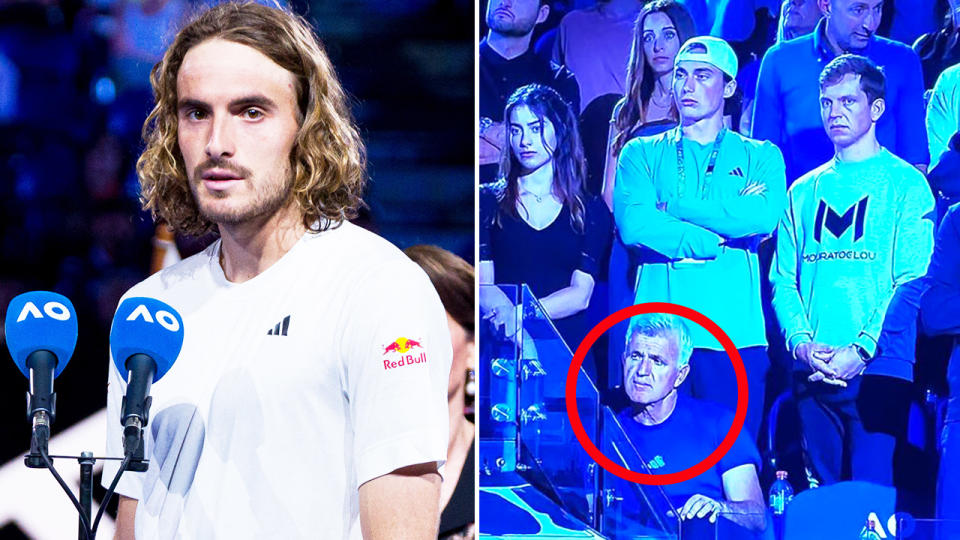Stefanos Tsitsipas' father, pictured here after the Australian Open final.