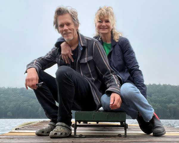 <p>Kevin Bacon/Instagram</p> Kevin Bacon (Left) and Kyra Sedgwick (Right) pose together on a dock