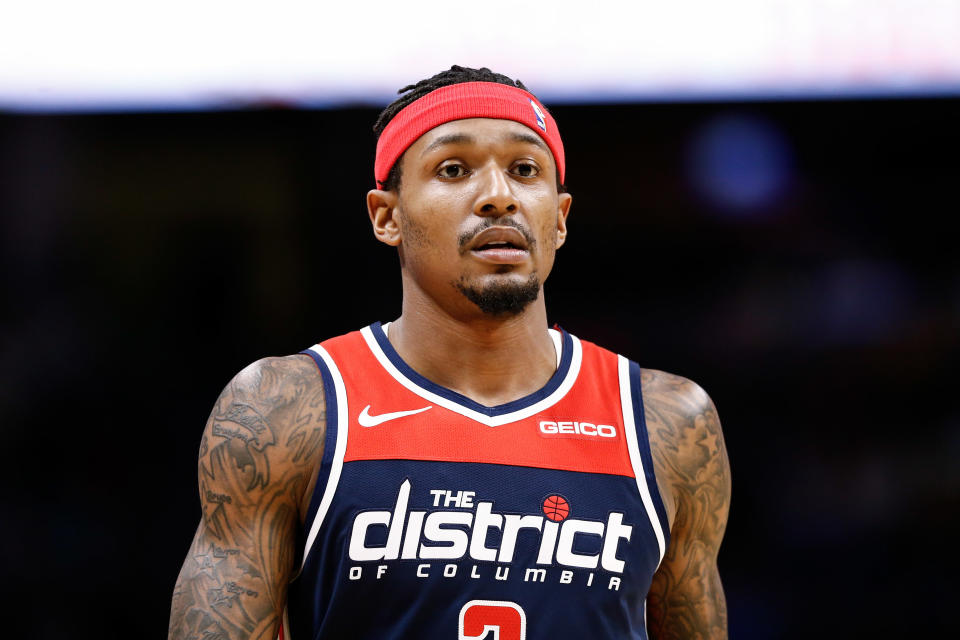 Nov 26, 2019; Denver, CO, USA; Washington Wizards guard Bradley Beal (3) in the second quarter against the Denver Nuggets at the Pepsi Center. Mandatory Credit: Isaiah J. Downing-USA TODAY Sports