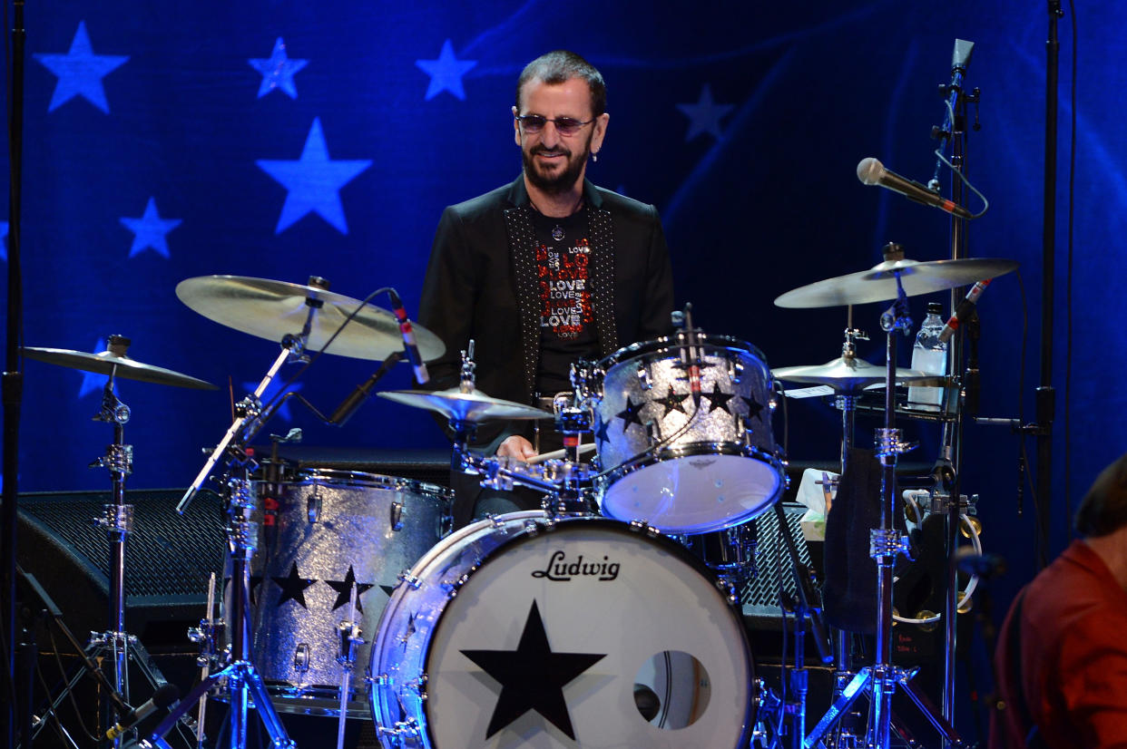 Ringo Starr of The Beatles performs onstage with his all star band at The Greek Theatre on July 2, 2016.