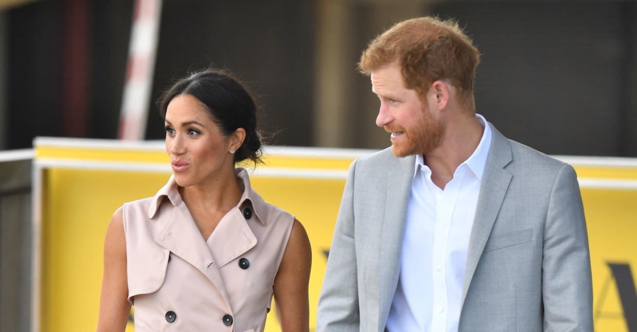 The Duke and Duchess of Sussex arrive at the Nelson Mandela Centenary Exhibition at the Southbank Centre’s Queen Elizabeth Hall in London [Photo: PA]