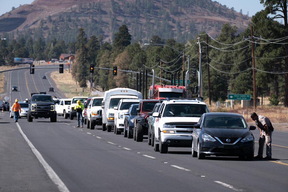 Highway 89 closure due to the Tunnel Fire, April 20, 2022, north of Flagstaff, Arizona.