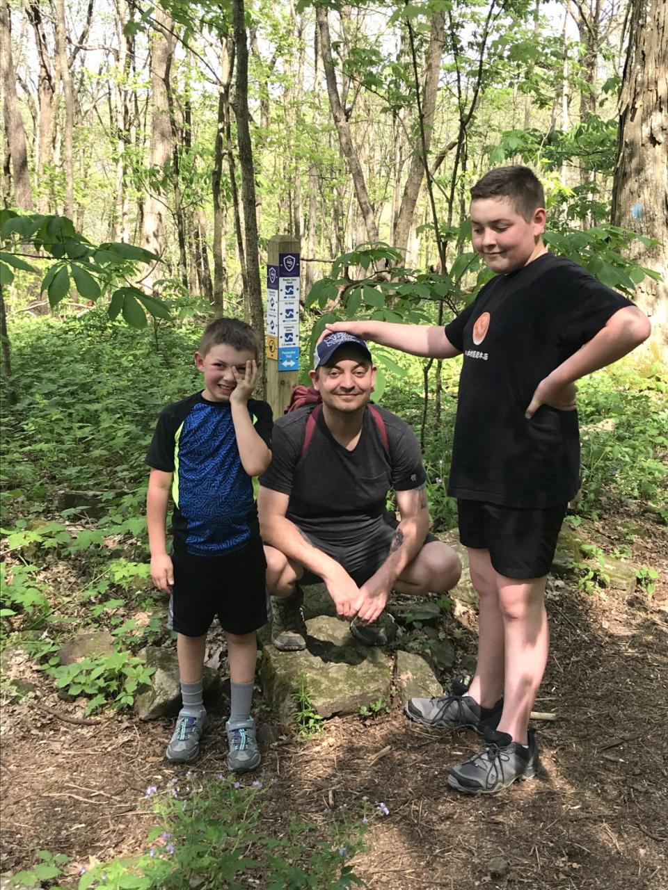 Kevin Wilson with his sons Patch and Griff.