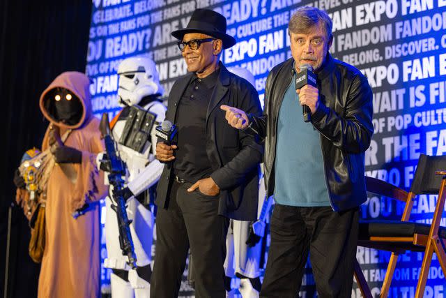 <p>Barry Brecheisen/WireImage</p> Giancarlo Espositio and Mark Hamill