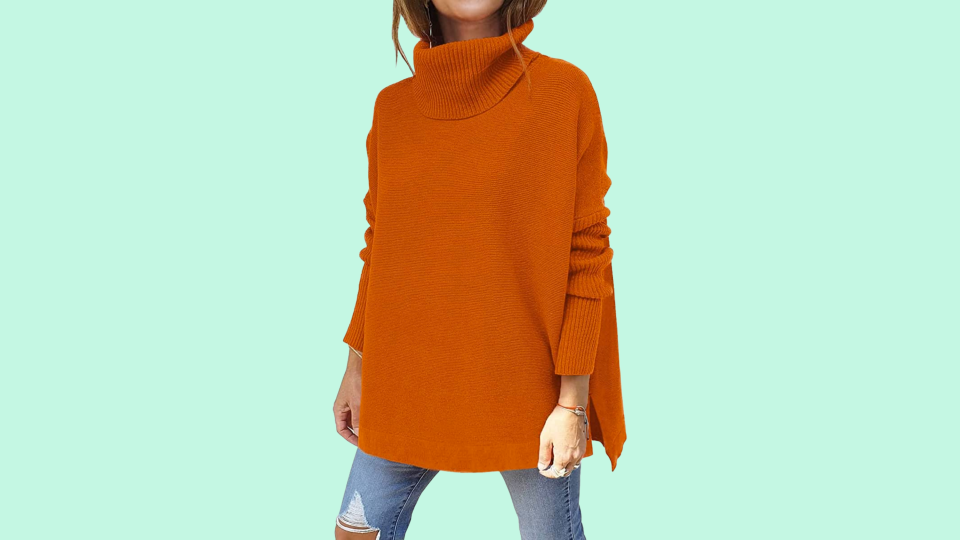 Amazon has this cozy turtleneck sweater on sale for less than $22 right now.