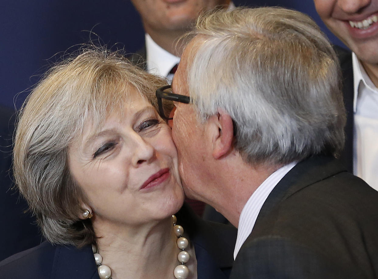 UK prime minister Theresa May with European Commission president Jean-Claude Juncker. Photo:  Xinhua/Sipa USA