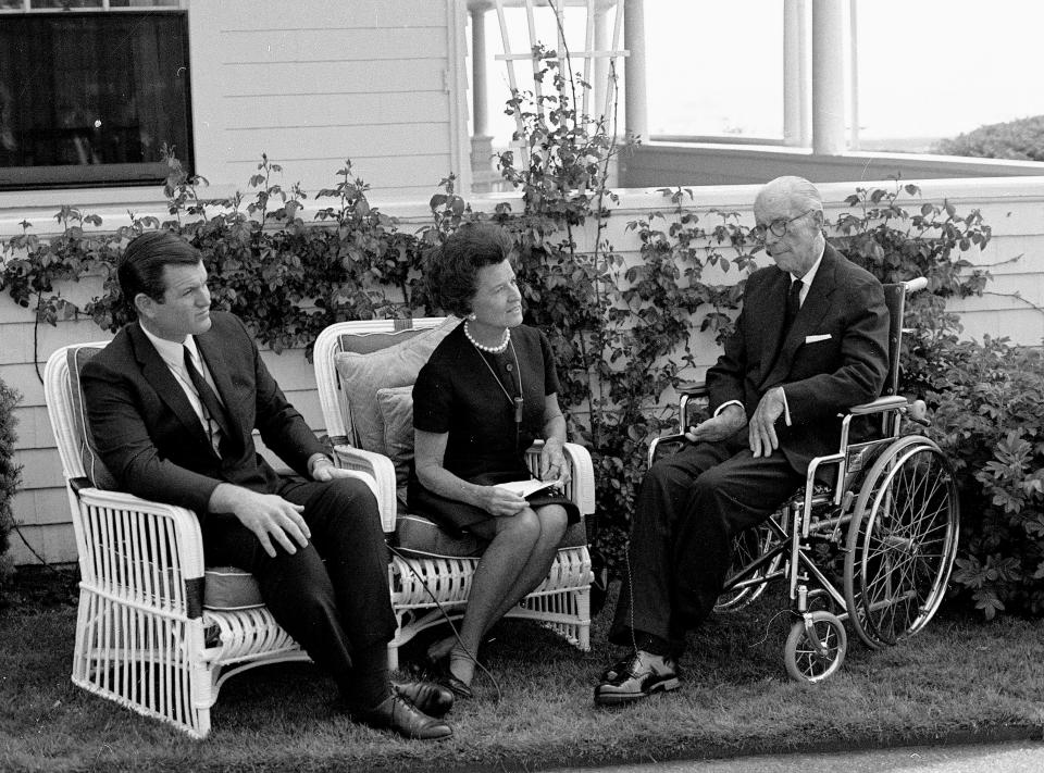 Members of the Kennedy family in Hyannis Port, Mass., in June 1968. From left, Sen. Edward Kennedy, and his parents, Rose and Joseph Kennedy. (Photo: AP)