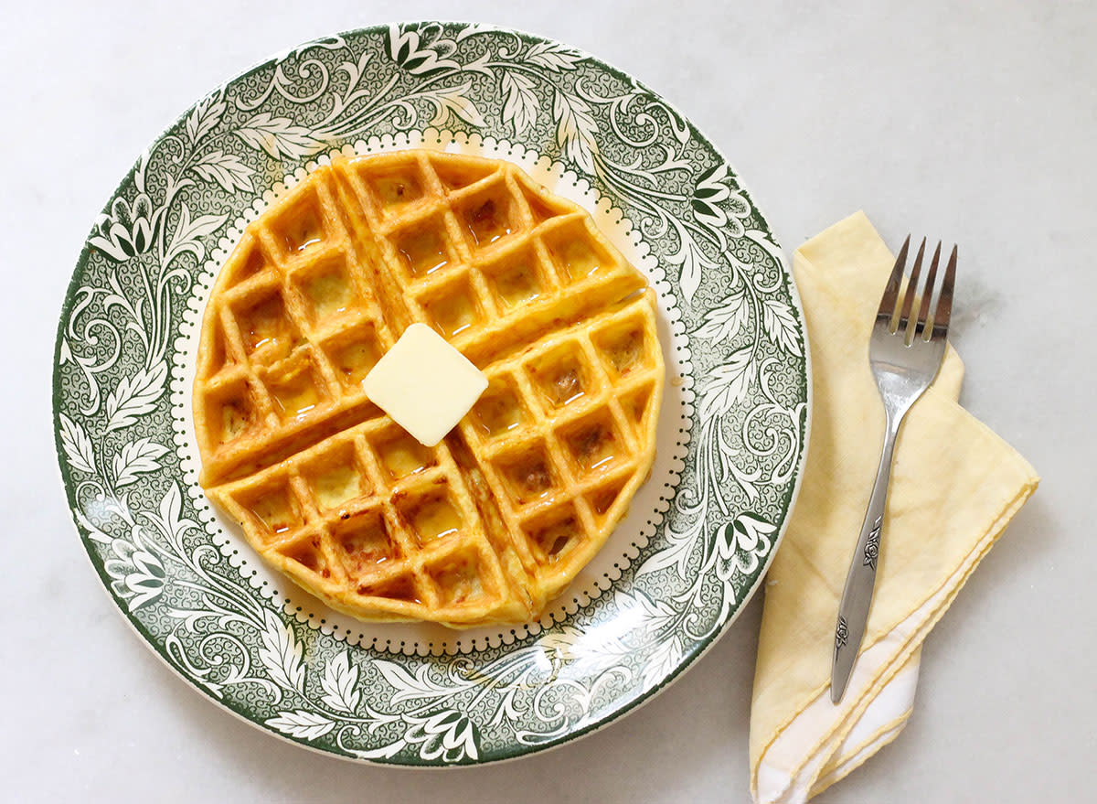 Finished keto waffle with butter