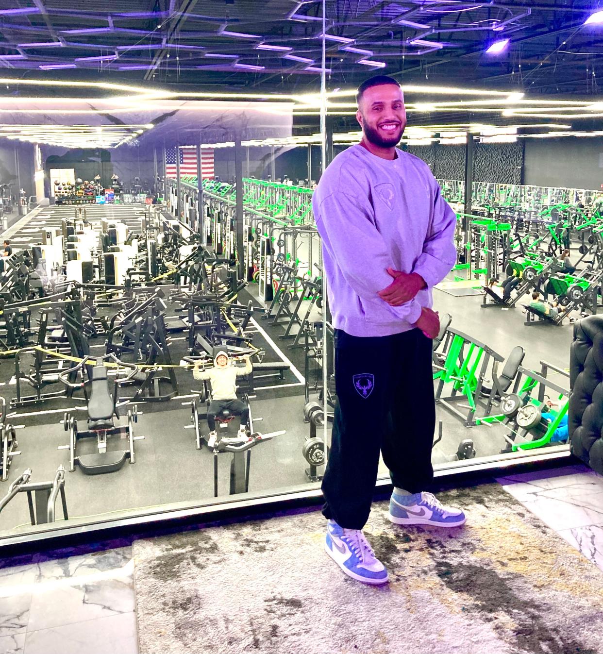 Tony Chowdhury, owner of Fusion Gyms, in his office overlooking the workout floor in Fairless Hills, which he opened in September 2023. A fourth Fusion will open at the shuttered Macy's at the Neshaminy Mall in Bensalem in 2024, he said. He intends to go national.