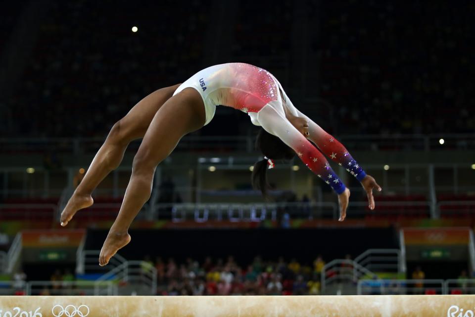 <p>Simone Biles won a few gold medals - four to be exact - becoming the first U.S. gymnast to win four golds in the same games. (Getty) </p>