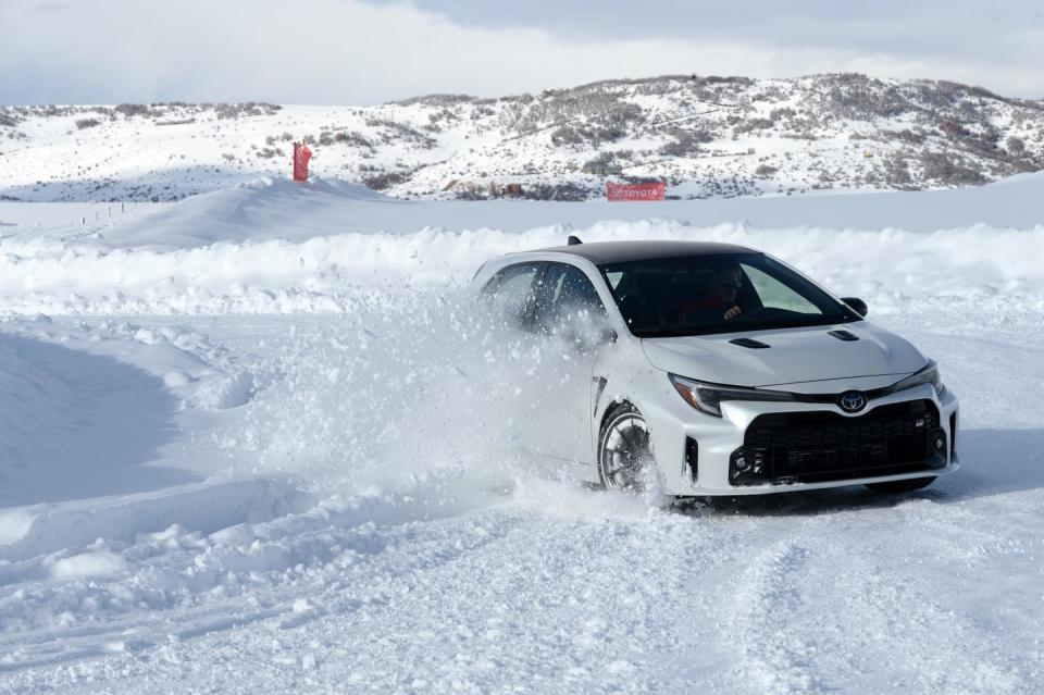 toyota gr corolla at bridgestone winter driving school ice track