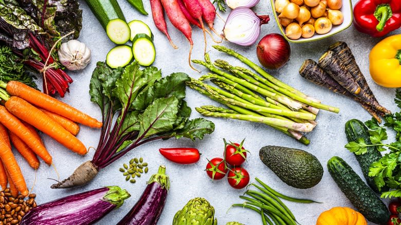 Variety of vegetables on table