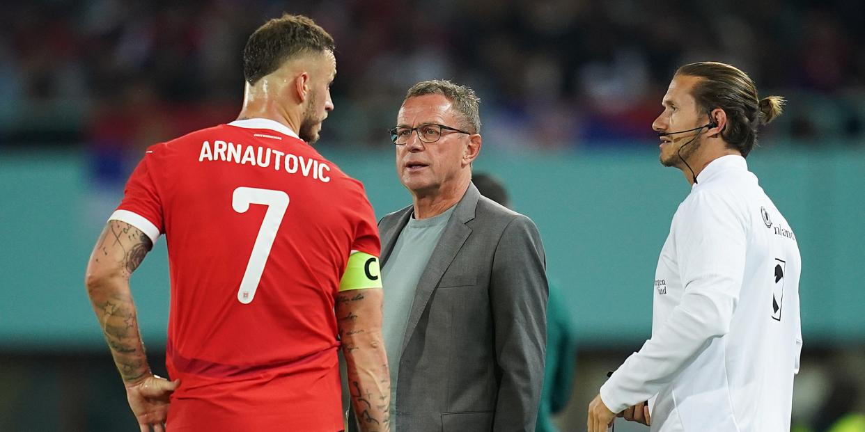 Marko Arnautovic mit Trainer Ralf Rangnick<span class="copyright">Getty Images/Christian Hofer</span>