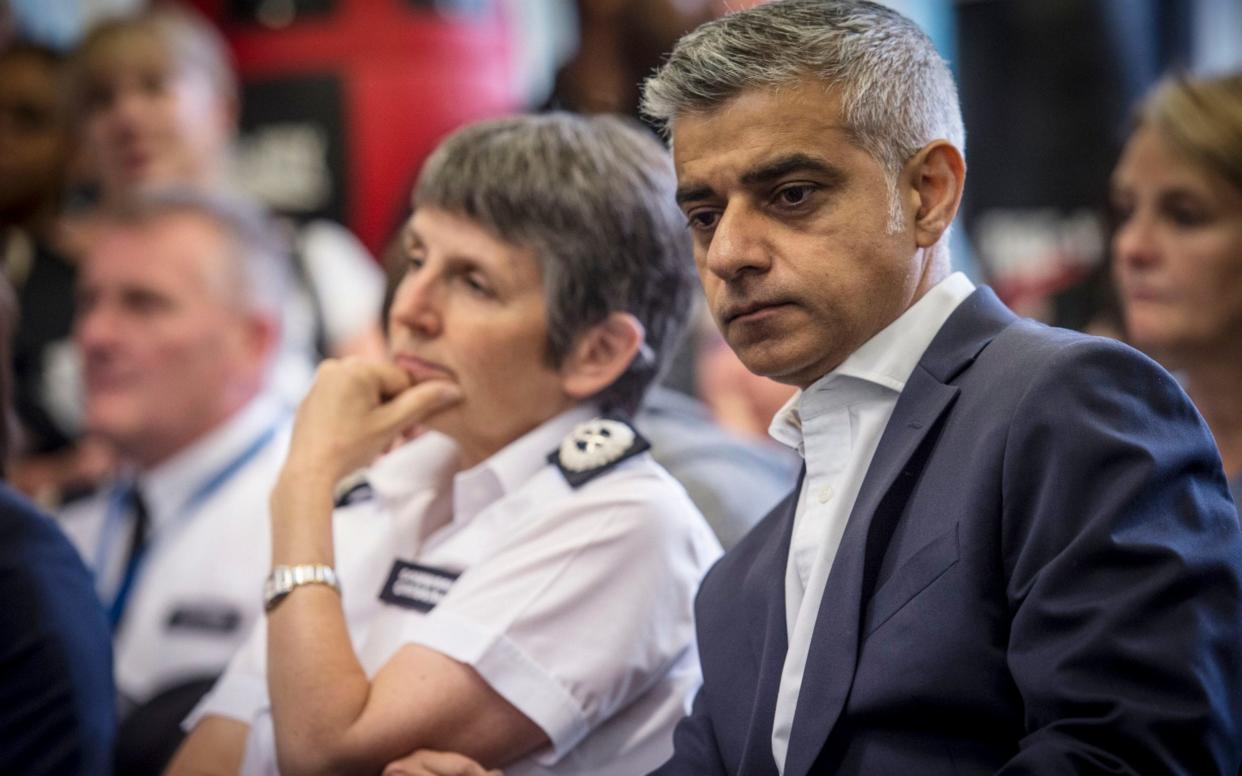 Mayor of London Sadiq Khan and Met Police Commissioner Cressida Dick launch a new Knife Crime Strategy to tackle the rise in knife crime across the capital - PA