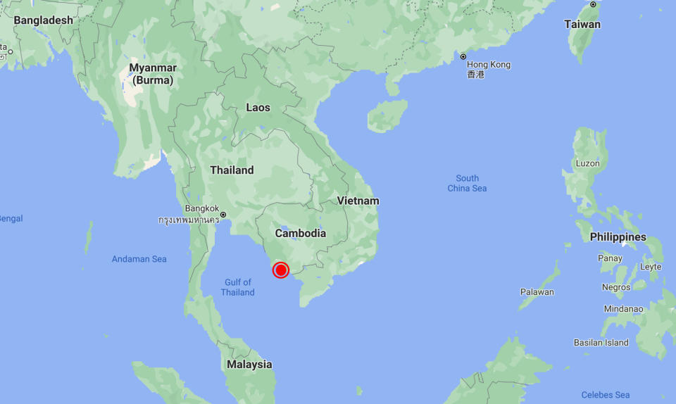 The Cambodian naval base sits at the northern edge of the gulf of Thailand. Source: Google Maps