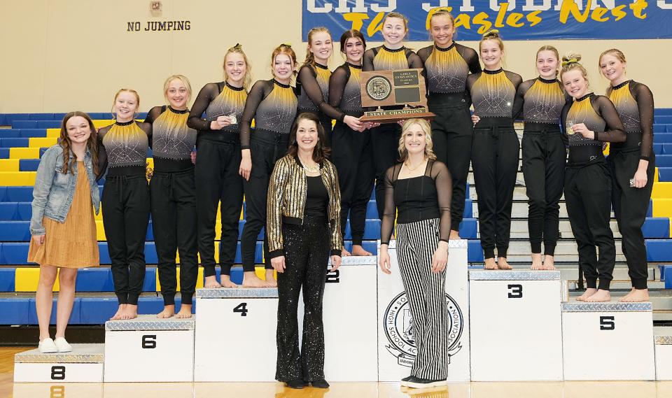 Mitchell captured the Class AA team title in the 2023 South Dakota State High School Gymnastics Championships on Friday, Feb. 10, 2023 at Aberdeen Central High School.