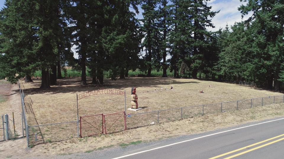 An aerial view of the cemetery at Chemawa Indian School in Salem on Friday, August 27, 2021.