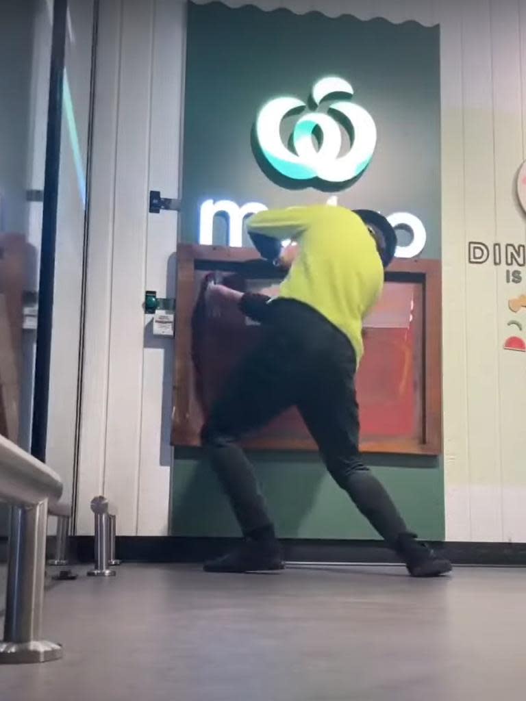 A man has filmed himself defacing Coles and Woolworths supermarket stores. Picture: Youtube