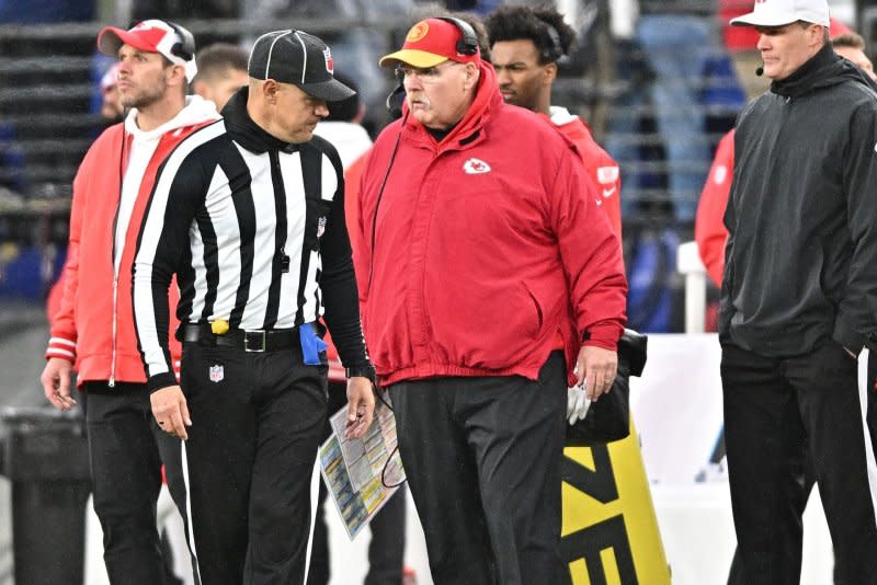 Coach Andy Reid and the Kansas City Chiefs will participate in the NFL season opener for the third time in five years. File Photo by David Tulis/UPI