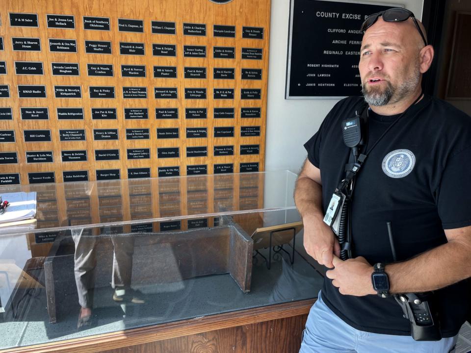 Jason Bryant, former fire chief and current Director of Emergency Management for Johnston County, talks about the 9/11 artifact which was the 2011 Class Legacy Project for Milburn High School.