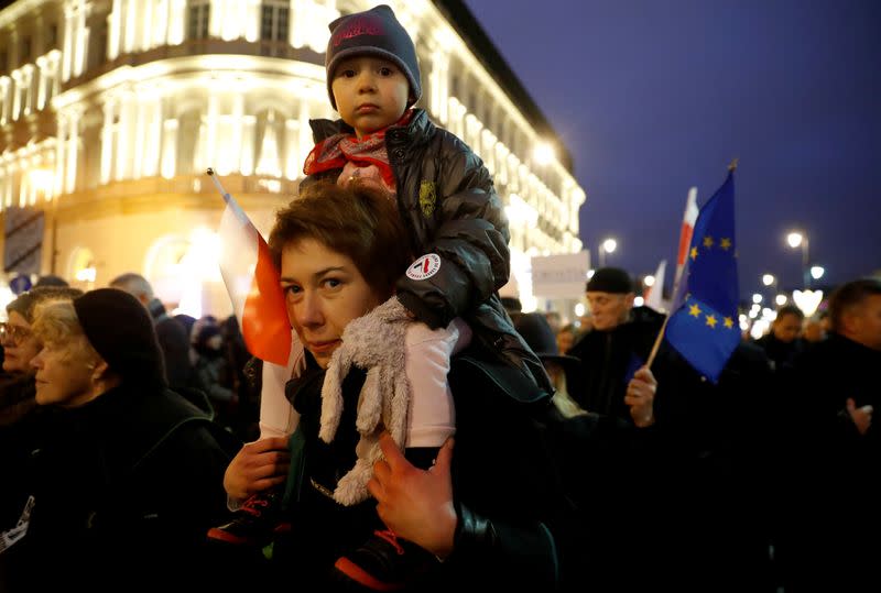 People protest against judiciary reform in Warsaw