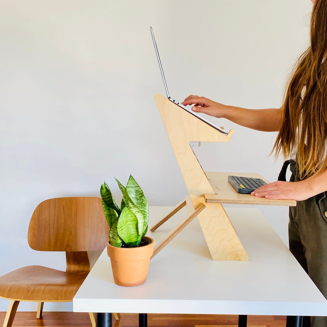 Modern wood standing desk converter; cool office supplies