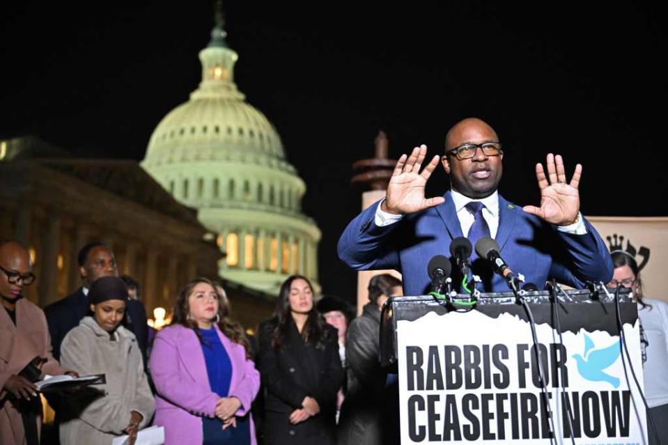 Rep. Jamaal Bowman did not make a statement on the six-month anniversary of the Oct. 7 terror attacks in Israel. Photo by MANDEL NGAN/AFP via Getty Images