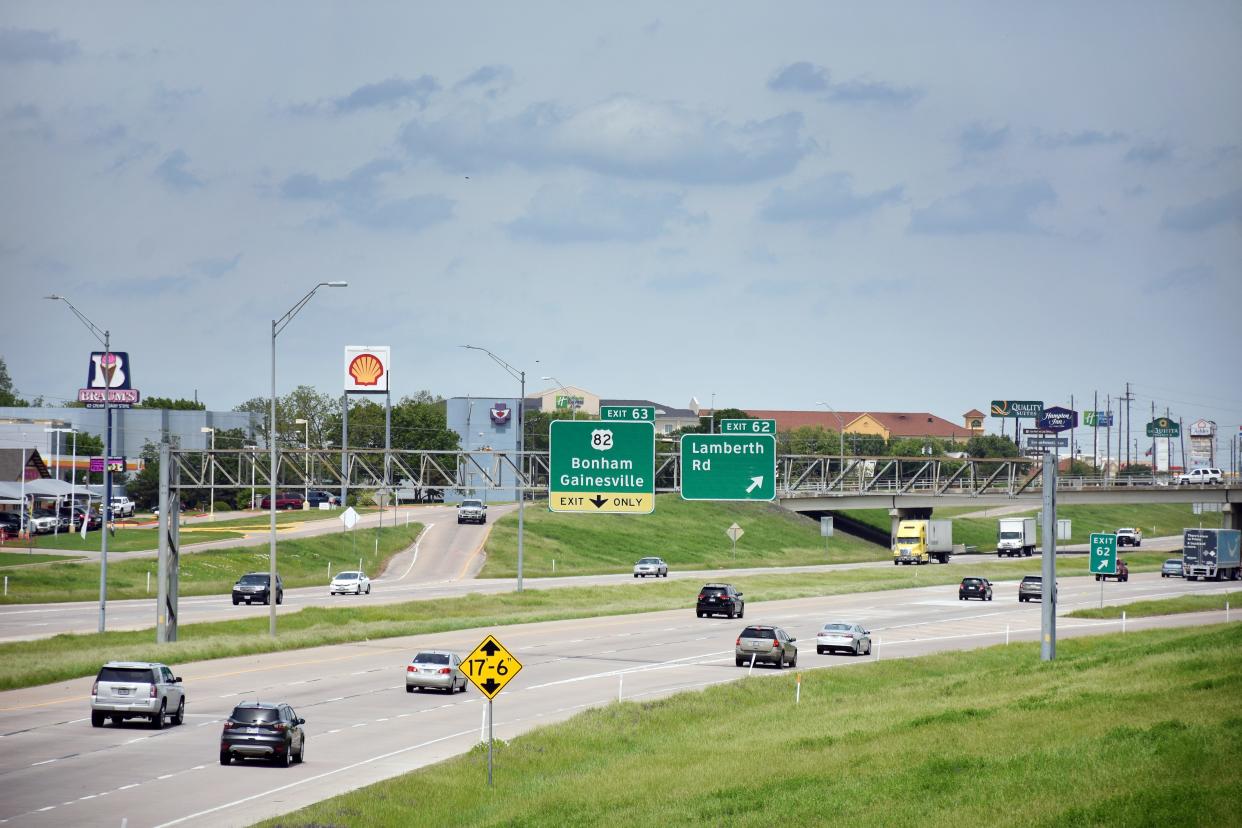 Cloudy skies hang over U.S. Highway 75 in Sherman. The section of highway is expected to see shoulder closures this week as crews work to build new exit ramps.