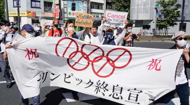 Protesters against the Olympic Games in Tokyo