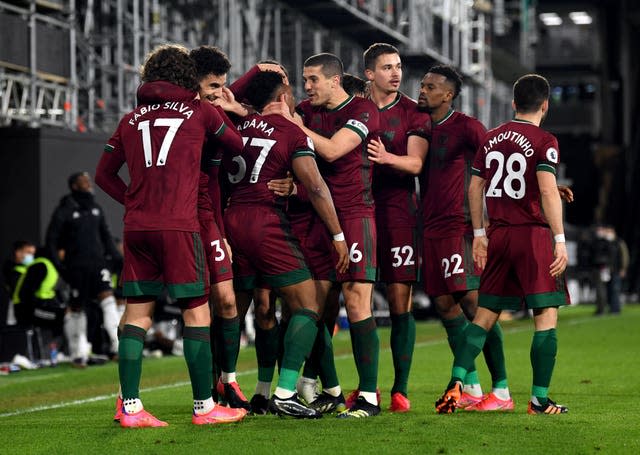 Wolves players celebrated their first win since February following Adama Traore's last-gasp winner 